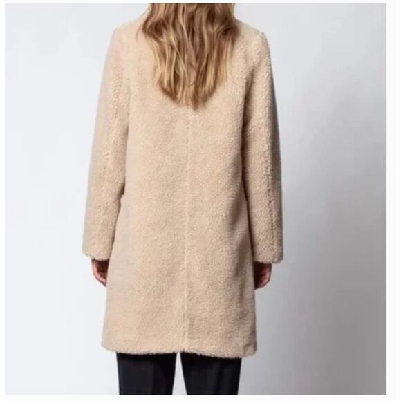 ZADIG & VOLTAIRE Teddy Mint Coat XS Cream White Button Sherpa Shearling - Picture 3 of 10